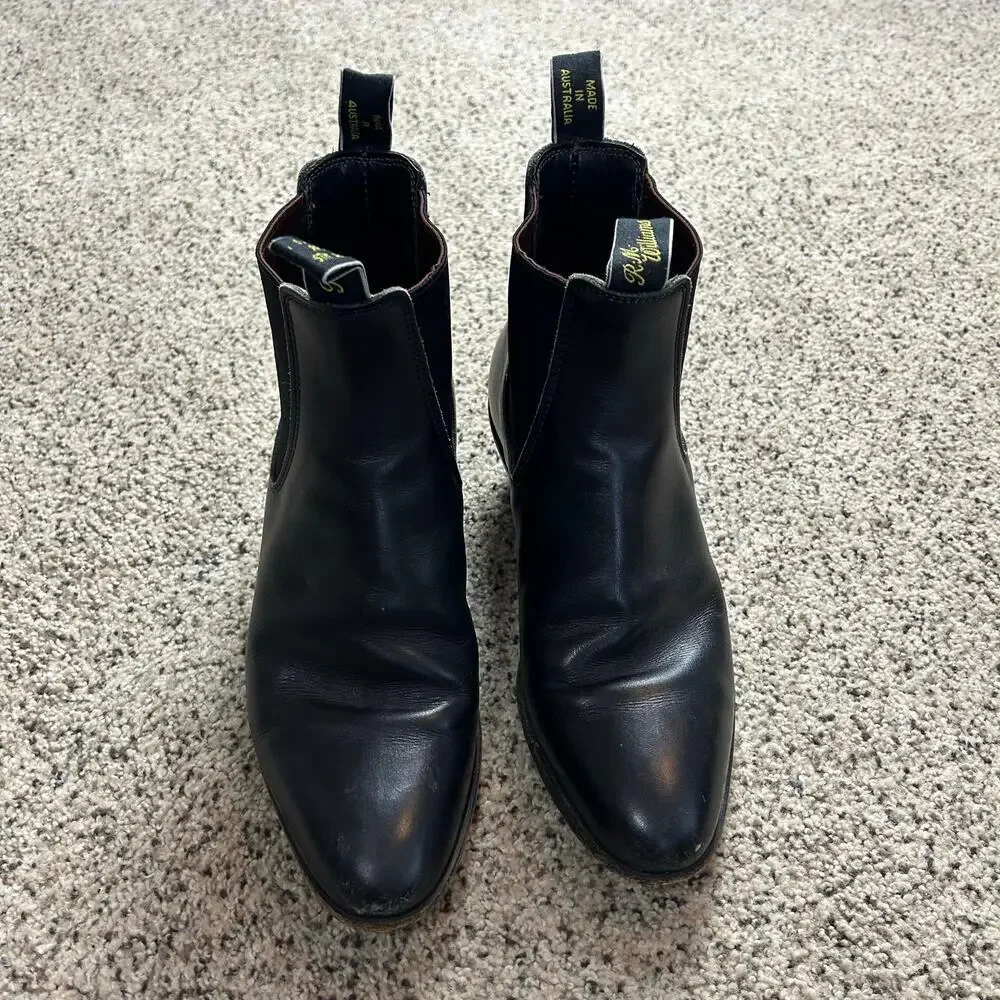 RM Williams Womens Chelsea Boots Black Leather Womens 11.5 / Men's 10.5